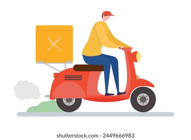 Concepto de entrega de alimentos, Ilustración vectorial de diseño plano, para gráficos y Diseño web