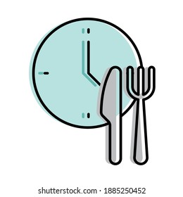 Food delivery cutlery and clock design, logistics transportation and shipping theme Vector illustration