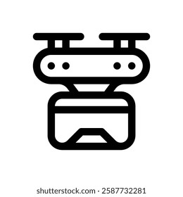 Food delivery drone. Editable stroke vector icon.