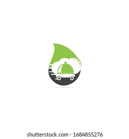 Logo-Design für das Konzept der Lebensmittelzulieferung im Tropfen. Schnelles Lieferservice-Zeichen. Lieferlogos für die Online-Bestellung von Lebensmitteln.	