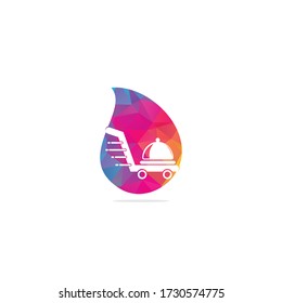 Food delivery drop shape concept logo design. Fast delivery service sign. Delivery logo online food ordering restaurant.	