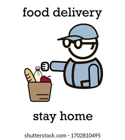 food delivery during coronavirus quarantine. stay at home. vector illustration.
