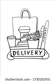 
food delivery. emblem on isolated background