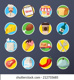 Food Delivery Flat Icon Set