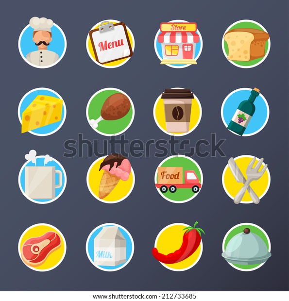 Food Delivery Flat Icon\
Set