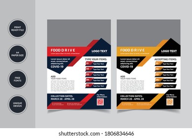 Food Delivery Flyer Design vector template in A4 size.