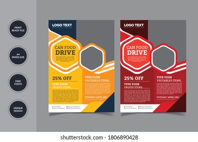 Food Delivery Flyer Design vector template in A4 size.