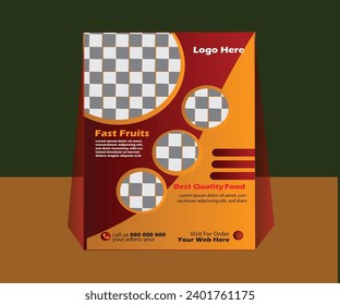 Food Delivery Flyer Pamphlet brochure design vector template in A4 size. 