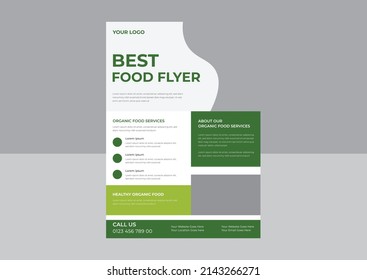 Food Delivery Flyer Pamphlet, Food Flyer For Restaurant And Fast Food Shop, Natural Food. Drawn Fresh Fruits Flyer