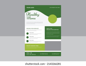 Food Delivery Flyer Pamphlet, Food Flyer For Restaurant And Fast Food Shop, Natural Food. Drawn Fresh Fruits Flyer