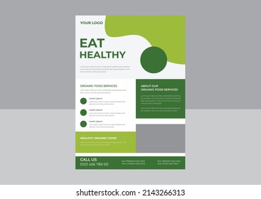 Food Delivery Flyer Pamphlet, Food Flyer For Restaurant And Fast Food Shop, Natural Food. Drawn Fresh Fruits Flyer