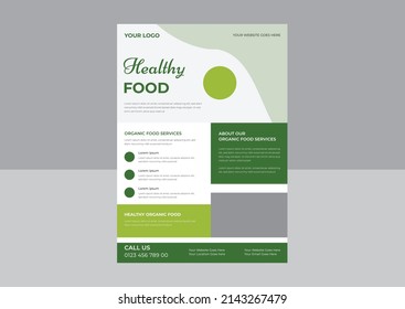 Food Delivery Flyer Pamphlet, Food Flyer For Restaurant And Fast Food Shop, Natural Food. Drawn Fresh Fruits Flyer