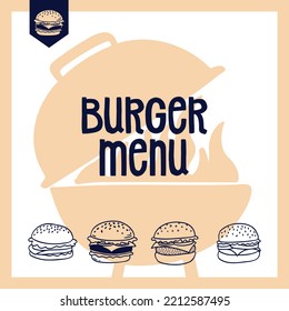 Food delivery hand drawn illustration. Take away burger doodle.