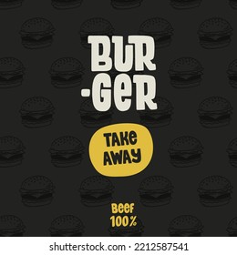 Food delivery hand drawn illustration. Take away burger doodle.