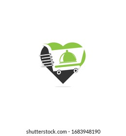 Food delivery heart shape concept logo design. Fast delivery service sign. Delivery logo online food ordering restaurant.	
