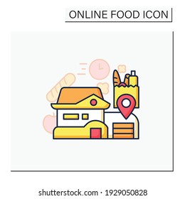 Food delivery home color icon. Meal order at home. House food deliver. Online shopping. Internet delivery concept. Isolated vector illustration