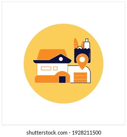 Food delivery home flat icon. Meal order at home. House food deliver. Online shopping. Internet delivery concept. 3d vector illustration