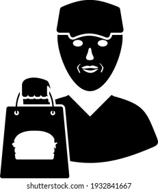 Food Delivery Icon. Black Stencil Design. Vector Illustration.