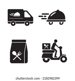 Food delivery icon with black style isolated on white background