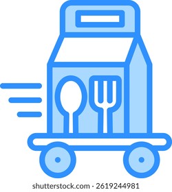 Food Delivery Icon Blue Color Vector Illustration