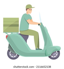 Food delivery icon cartoon vector. Courier man. Online order