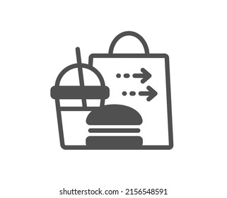 Food delivery icon. Cheeseburger with Soft drink sign. Catering service symbol. Classic flat style. Quality design element. Simple food delivery icon. Vector