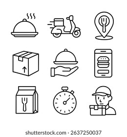 Food delivery icon collection illustration design element