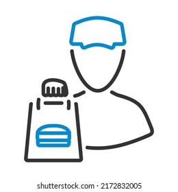 Food Delivery Icon. Editable Bold Outline With Color Fill Design. Vector Illustration.