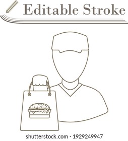 Food Delivery Icon. Editable Stroke Simple Design. Vector Illustration.