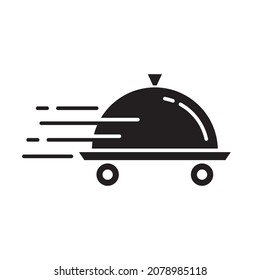 Food Delivery Icon, Fast Deliver Food Symbol, Template Silhouette Design For Mobile App And Website, Vector Illustration