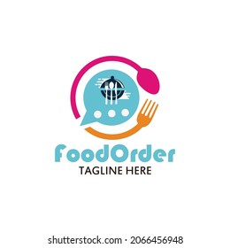 Food delivery icon with fork and spoon circle