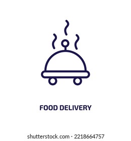 food delivery icon from general collection. Thin linear food delivery, delivery, food outline icon isolated on white background. Line vector food delivery sign, symbol for web and mobile