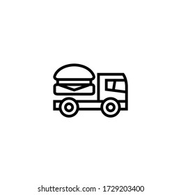 Food delivery icon in linear, outline icon isolated on white background