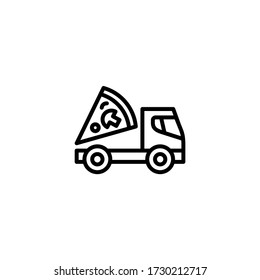 Food delivery icon in linear, outline icon isolated on white background