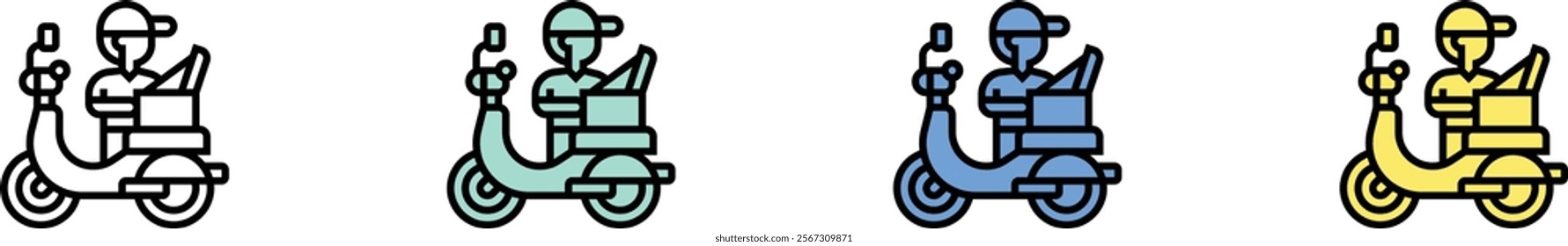 food delivery icon. Outline, Green, Blue and Yellow Style Design Isolated On White Background