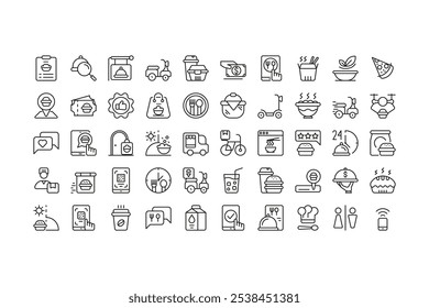 Food Delivery Icon Pack Line Version