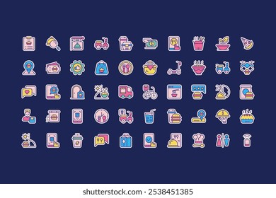 Food Delivery Icon Pack Sticker Version