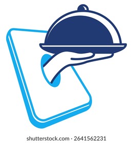Food Delivery icon represented by smartphone, food package Dualtone style.