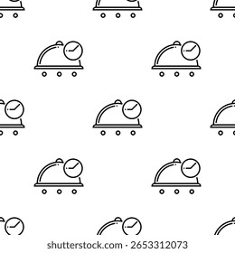 Food Delivery Icon Seamless Pattern, Packed, Parcel Food Home Delivery Service Vector Art Illustration