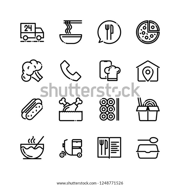 Food delivery icon\
set