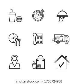 food delivery icon set design,flat style trendy collection 