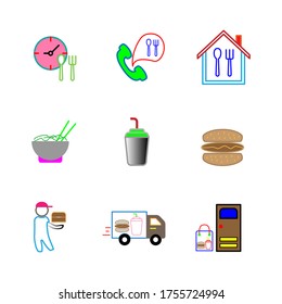 food delivery icon set design,flat style trendy collection 