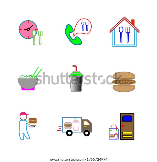 food delivery icon set design,flat style trendy\
collection 
