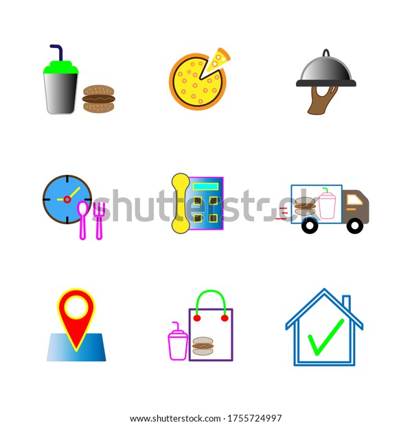 food delivery icon set design,flat style trendy\
collection 