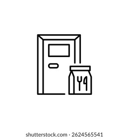Food delivery icon. Simple food delivery door icon for social media, app and web design. Vector illustration.