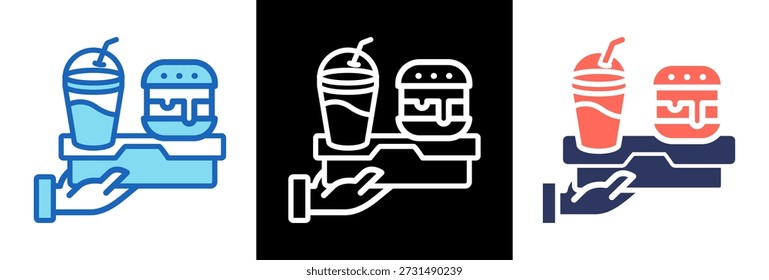 Icono de entrega de alimentos triplestyle Ilustración vectorial