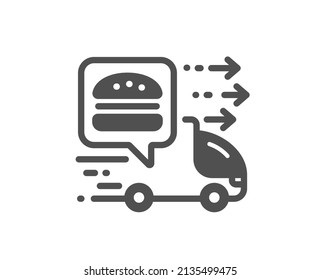 Food delivery icon. Truck courier sign. Catering service symbol. Classic flat style. Quality design element. Simple food delivery icon. Vector