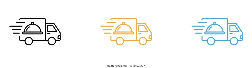 Icono de entrega de alimentos. Vector de transporte de comida rápido y eficiente. Ilustración vectorial.