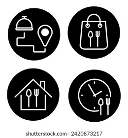 Food delivery icon vector set. Takeaway food illustration sign collection. fast food symbol or logo.