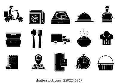 Food delivery icon vector set illustration